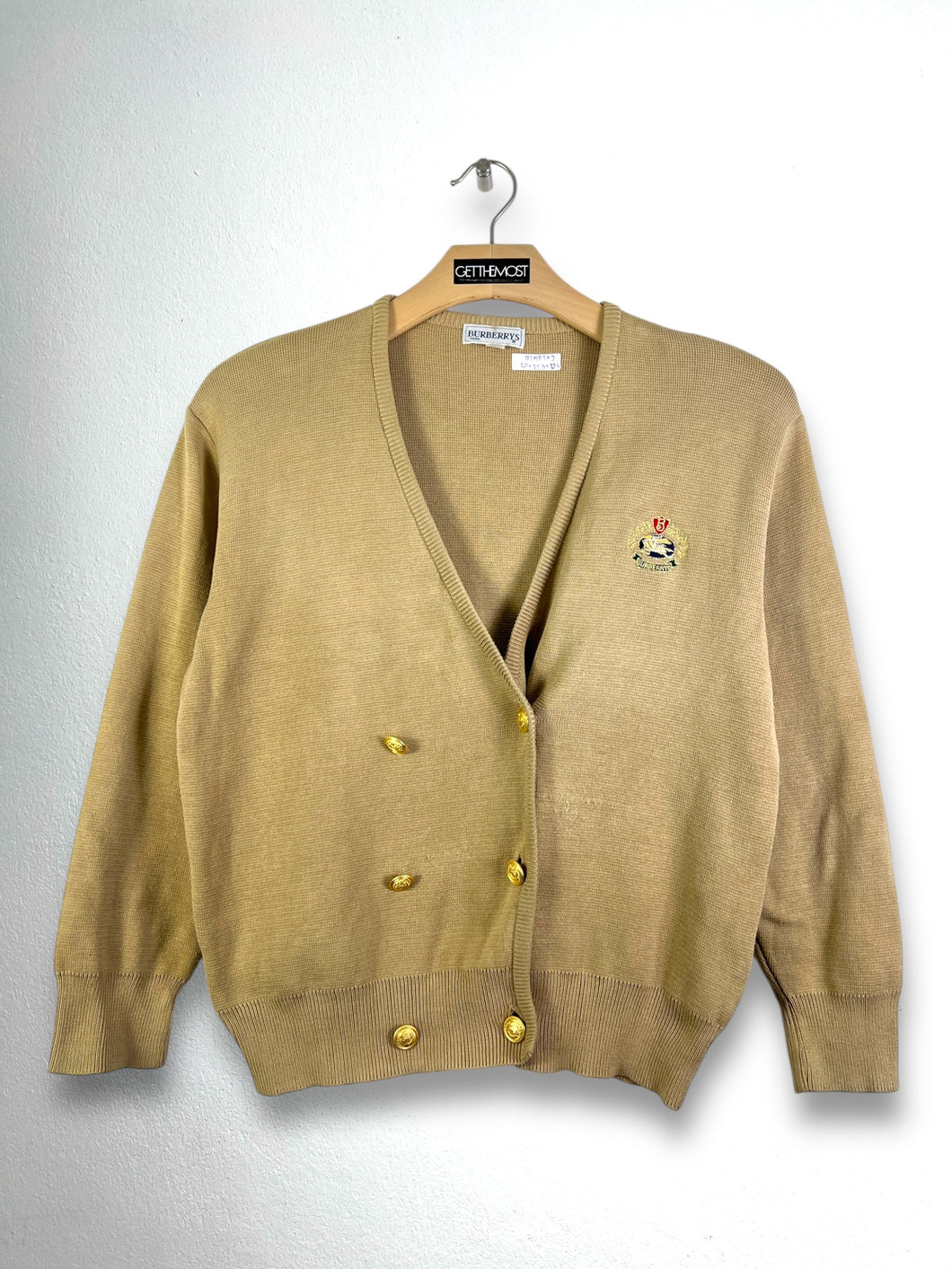 Vintage Burberrys Beige Knit Cardigan (160) GTMP149