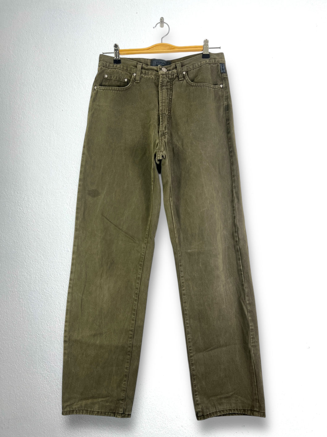 Vintage VERSACE Jeans Signature Khaki Green Denim GTMP154