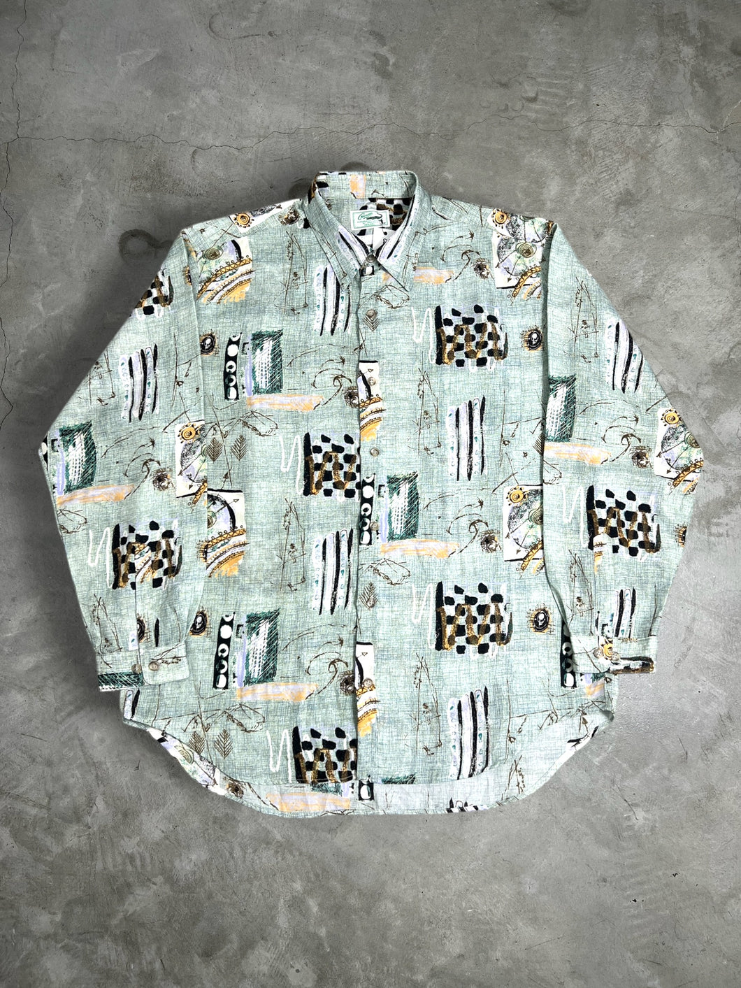 Vintage Crocodile Abstract Printed Shirt (L) JK941