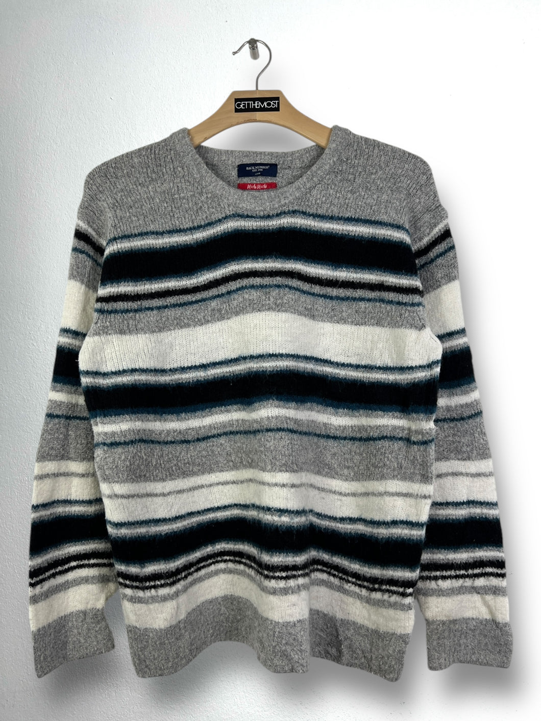 Back Number Mochi Mochi Striped Knit Sweater (L) GTMPT876