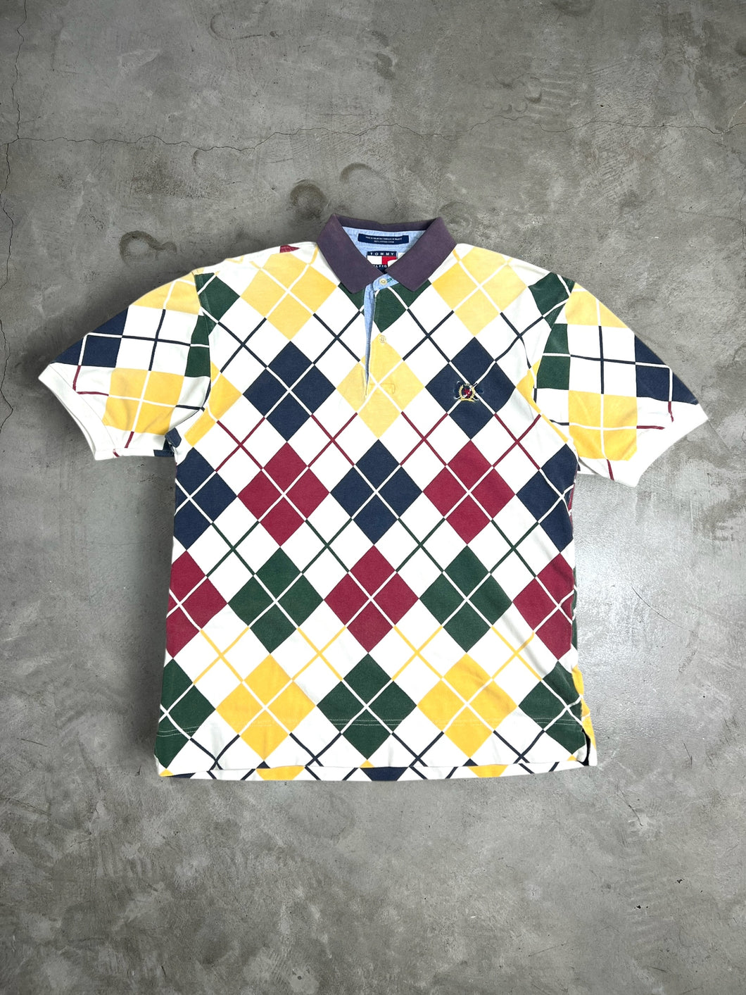 Vintage Tommy Hilfiger Argyle Pattern Polo Shirt (M) JK955
