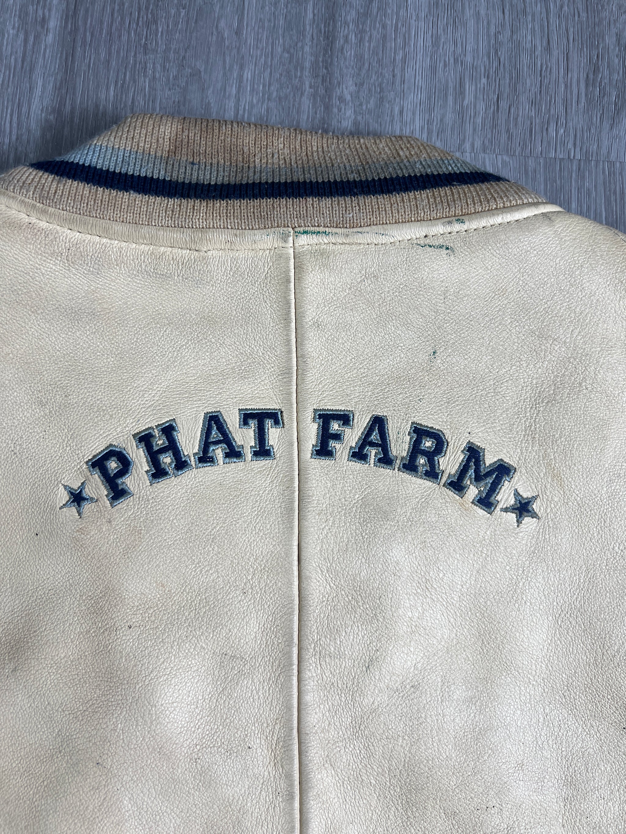 ジャケット・アウター phatfarm Phat Farm Denim Jacket XL Blue Flag Logo Vintage Hip Hop New