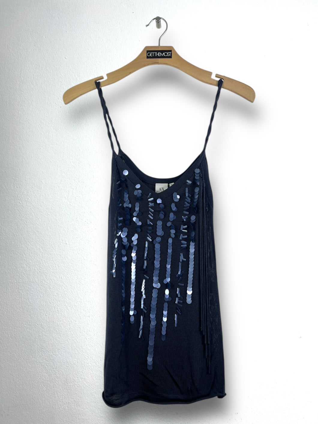 Armani Exchange Y2K Glitter Spaghetti Strap Blouse (M) GTMP086