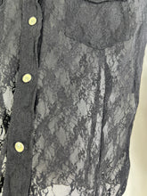 Load image into Gallery viewer, Incede Black Lace Y2K Buttons Up Shirt (M) GTMP082
