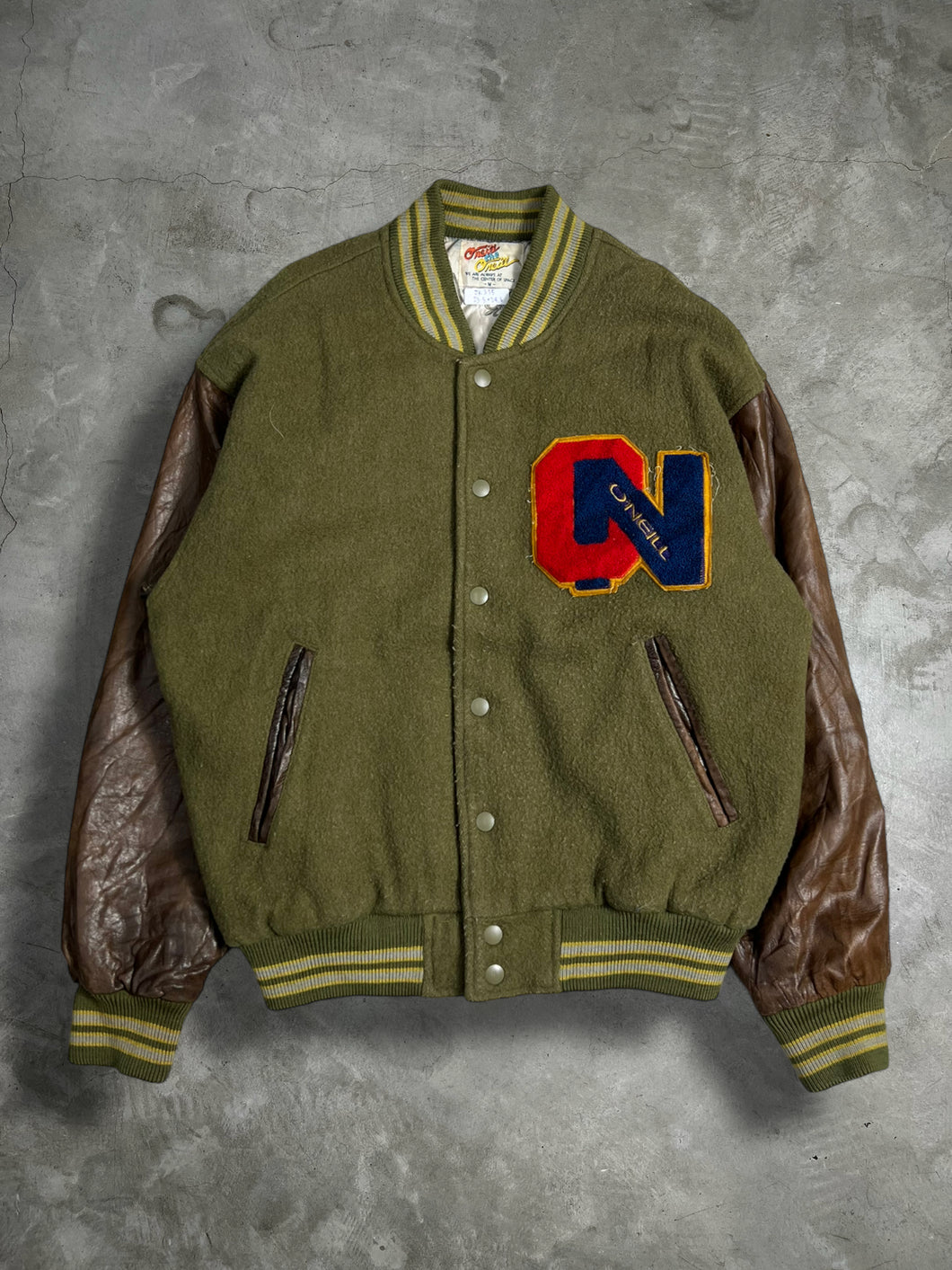 Vintage 80s O'neill Lined Wool Leather Varsity Jacket (M) JK315