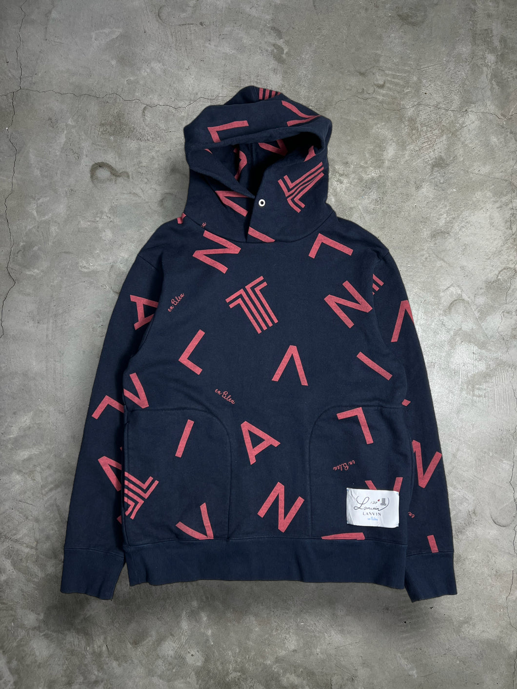 LANVIN en Bleu Box Logo Full Printed Hoodie (48) GTMPT696