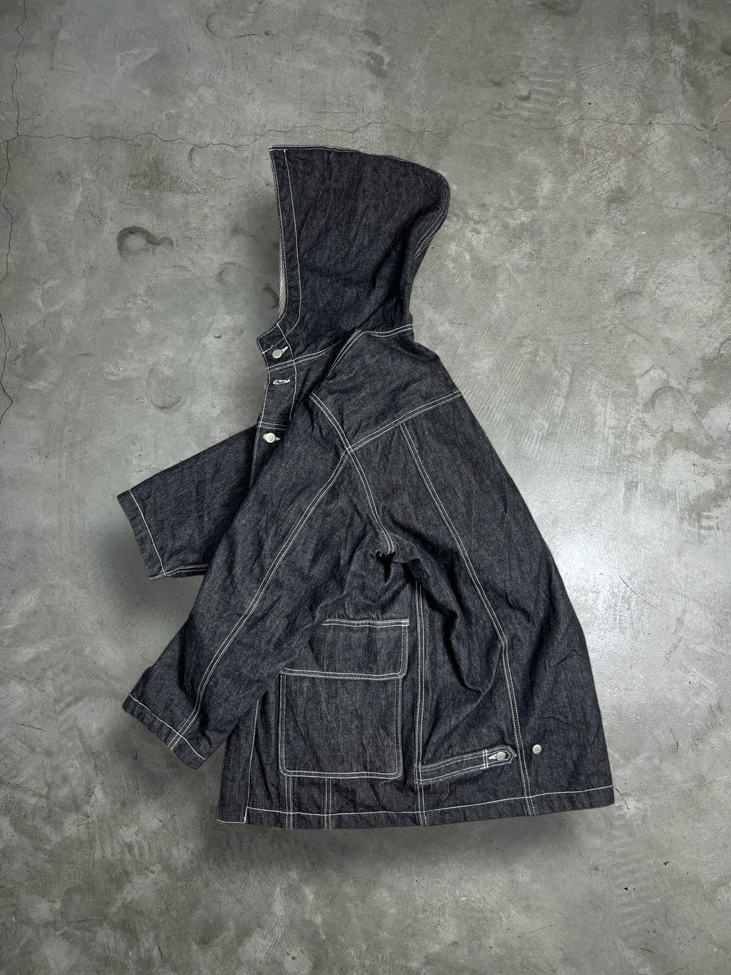 Vintage ISSEY MIYAKE Lined Denim Hoodie Parka (9) GTMPT714