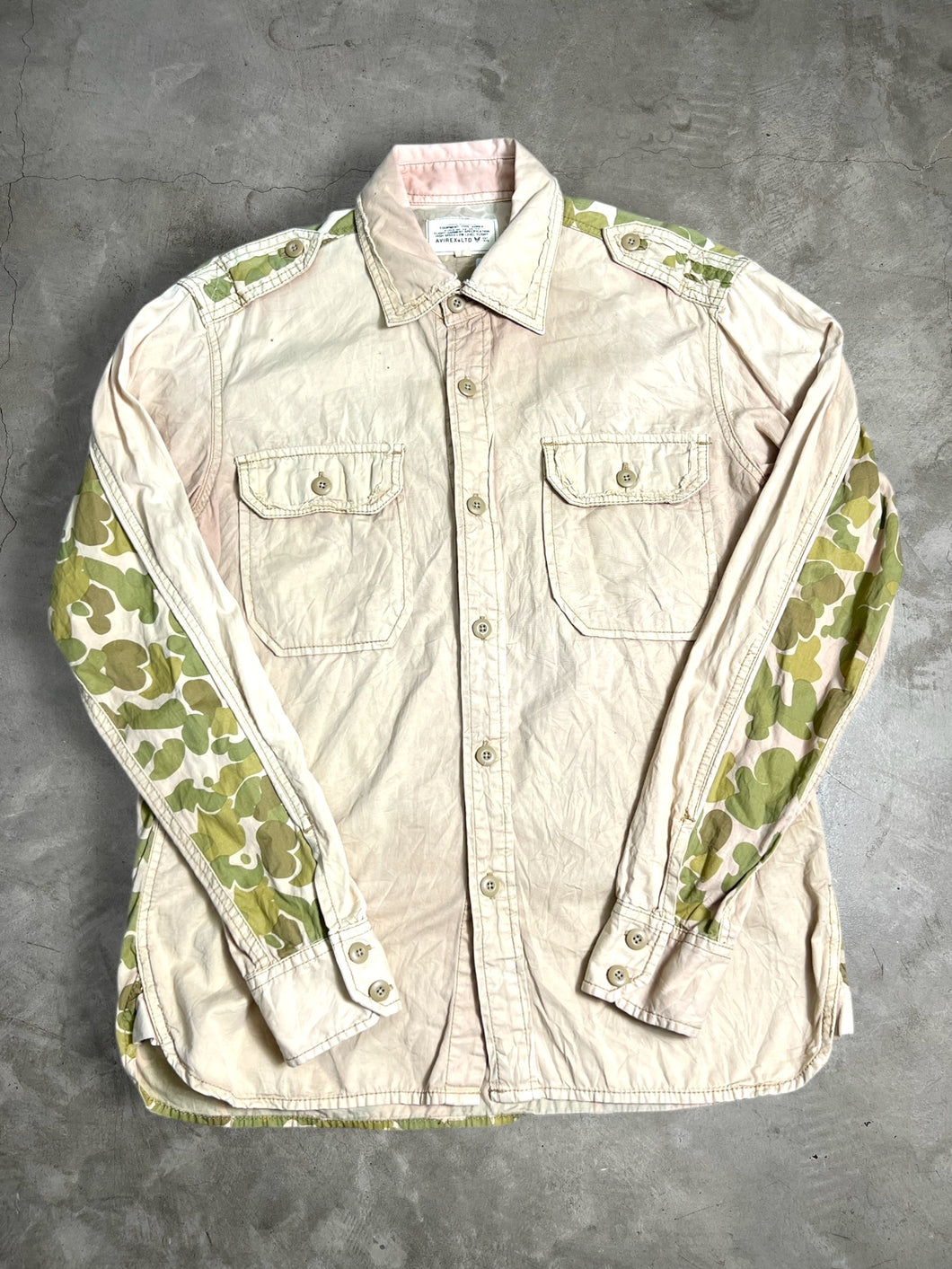AVIREX Y2K USN Camo Button Up Shirt (L) JKA119