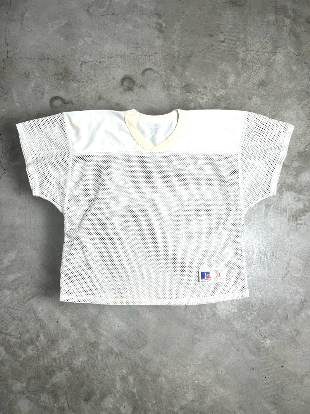 Y2K Vintage Russell Athletic White Mesh Jersey (YXL) GTME640