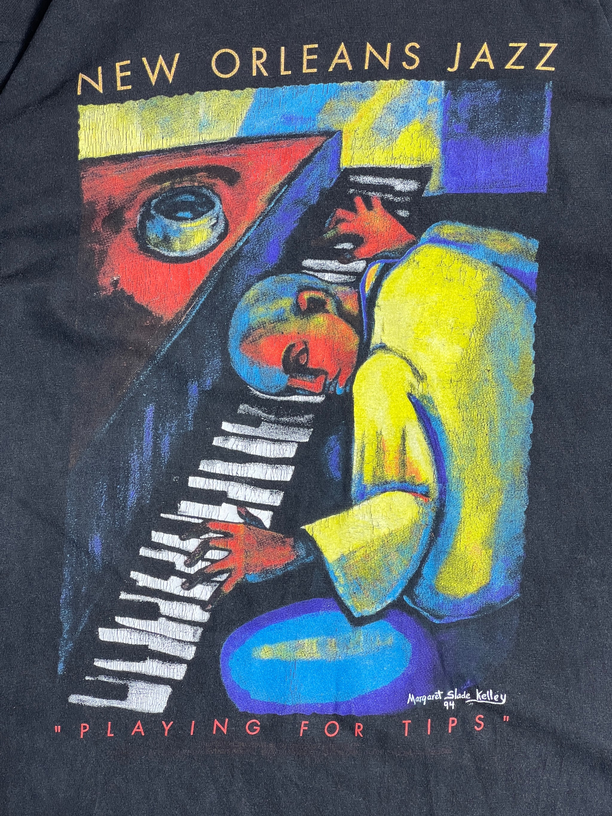ひ*ろ様 New Orleans Jazz Margaret Slade Kel Vintage 90s Margaret Slade Kelley New Orleans Jazz Tee (L