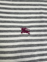 Load image into Gallery viewer, BURBERRY Black Berry Striped V-Neck Pink Lining Tee (3) GTMP367
