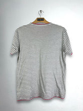 Load image into Gallery viewer, BURBERRY Black Berry Striped V-Neck Pink Lining Tee (3) GTMP367
