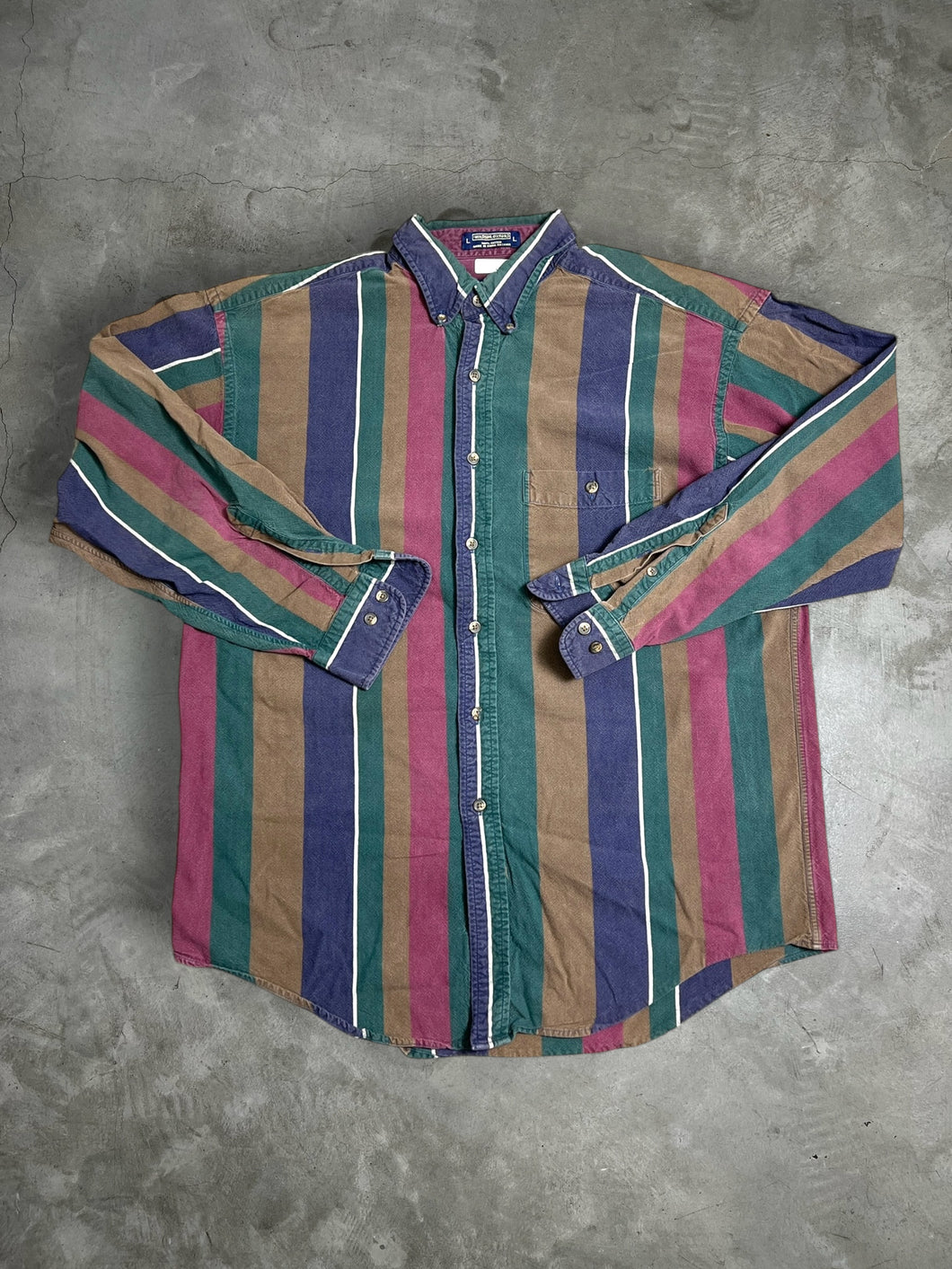 Vintage Arrow Striped Button Up Shirt (L) JKA152