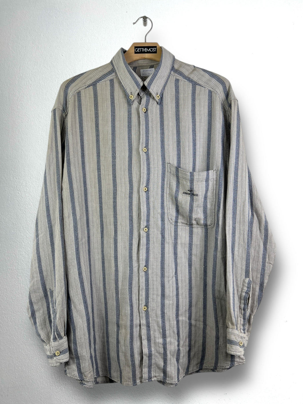 Vintage Armani Jeans Striped Knit Shirt (L) GTMPT963