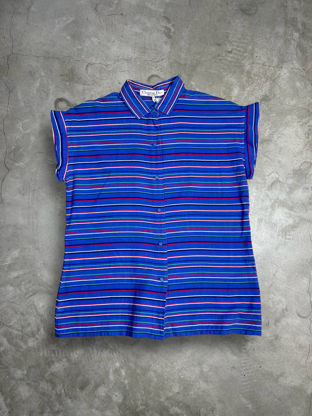 Vintage Christian Dior Sleeveless Striped Shirt (L) GTMPT592