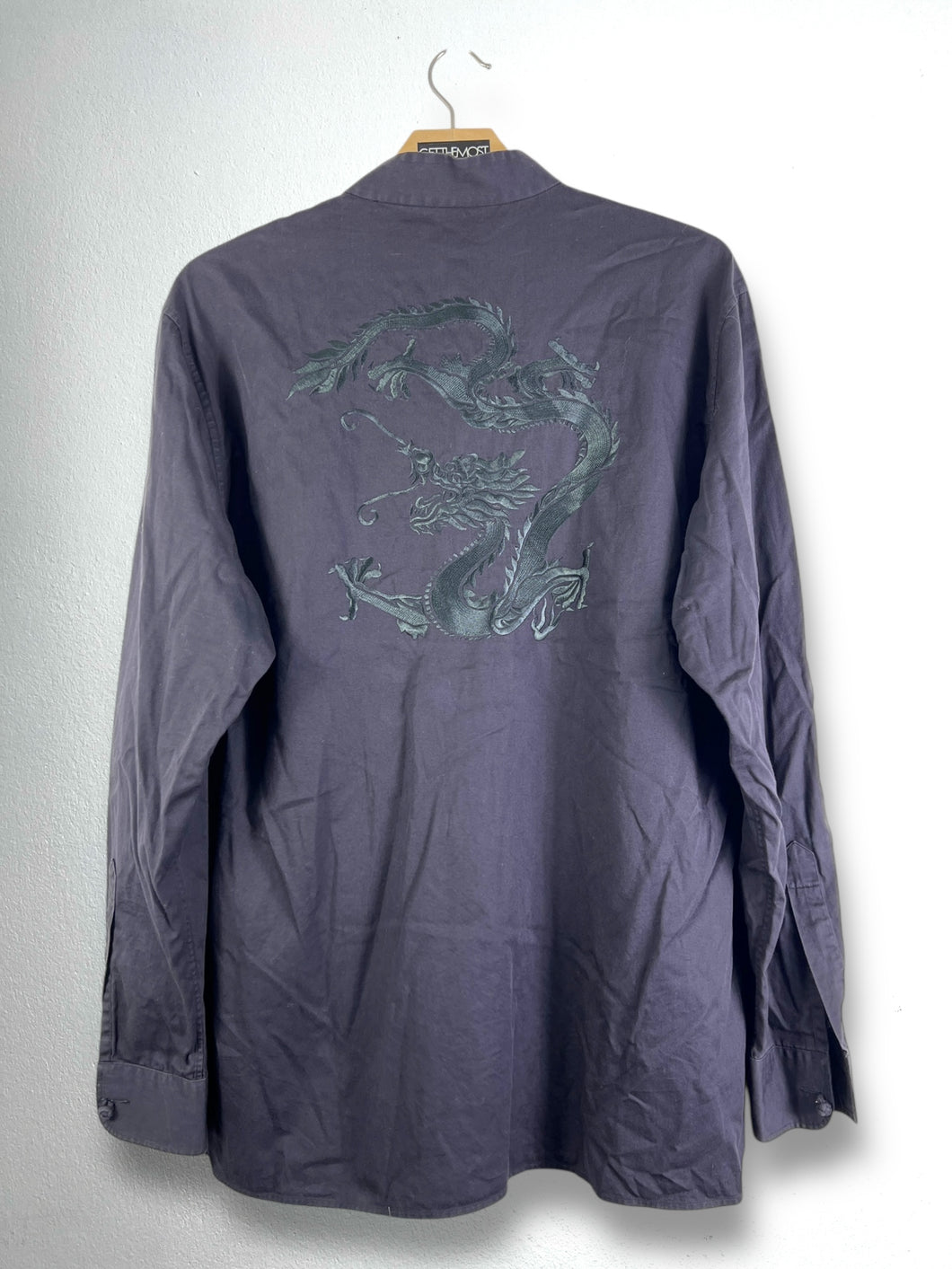 Shanghai Tang Dragon Embroidery Button Up Shirt (L) GTMP258