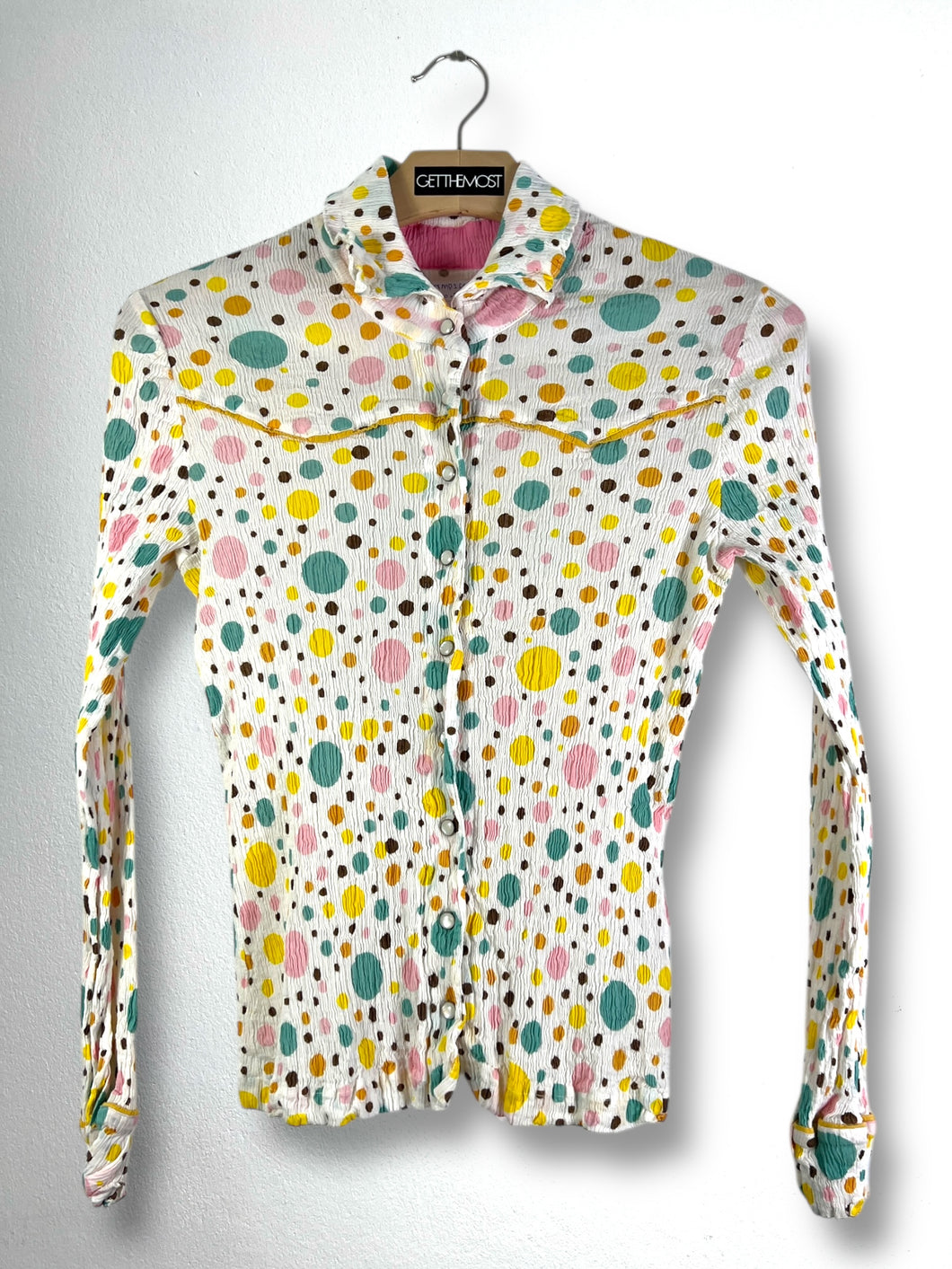 Tsumori Chisato Pearl Button Pleated Shirt (2) GTMP265