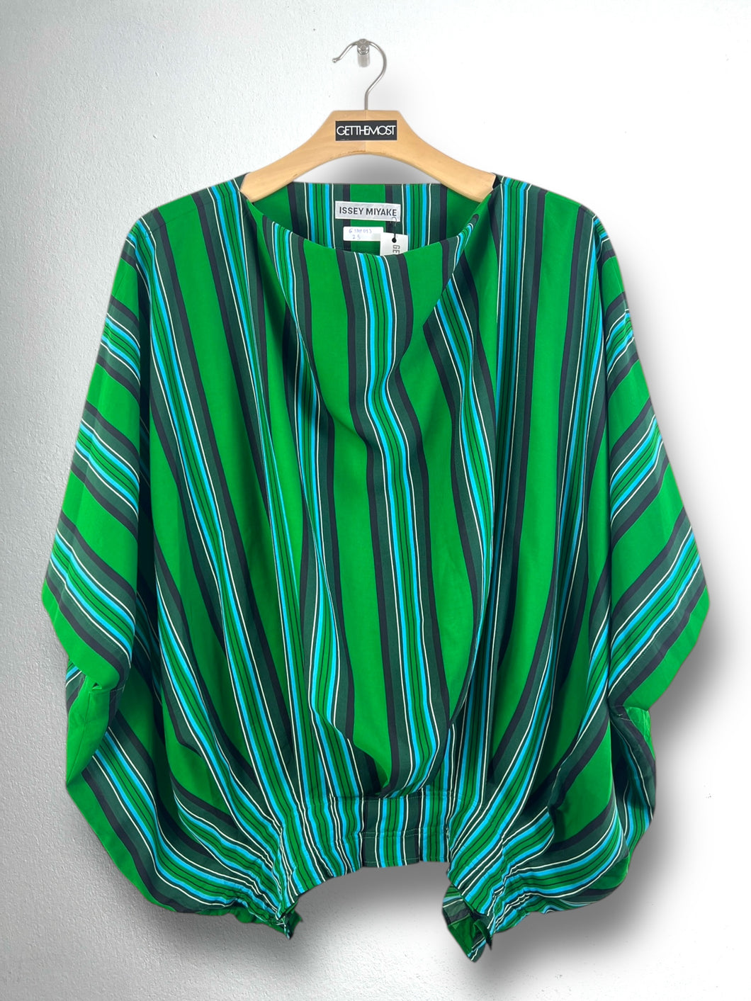 ISSEY MIYAKE Pleated Striped Blouse (2) GTMP013