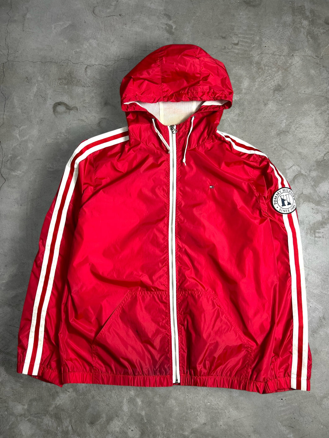Tommy Hilfiger Mini Logo Full Zip Nylon Hoodie Jacket (L) JKA008