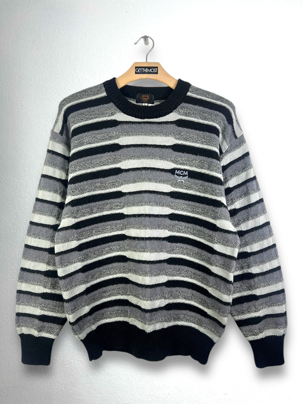 Vintage MCM Mini Logo Embroidery Knit Sweater (L) GTMP151