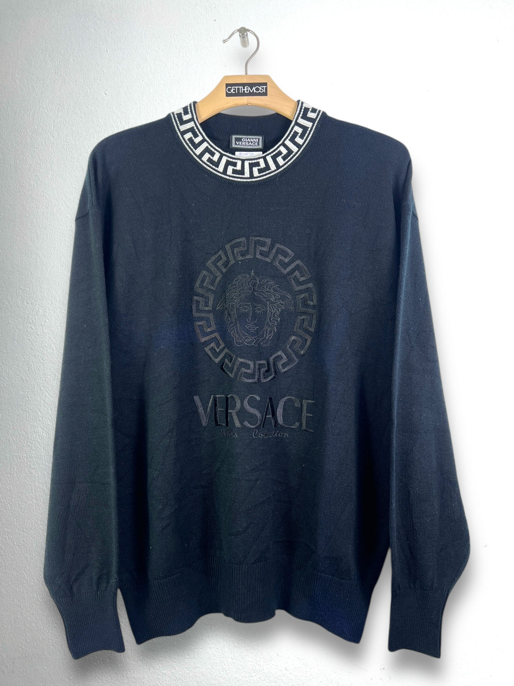 Vintage VERSACE Box Logo Embroidery Knit Sweater GTMP150