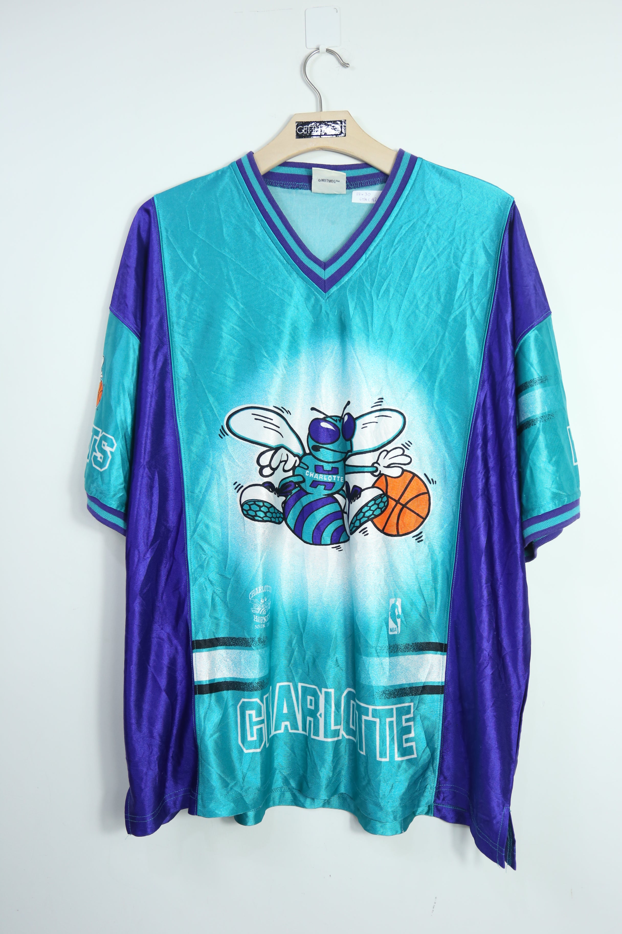 XL Charlotte Hornets 90s Vintage Retro Champion NBA Basketball Shorts Kit  Jersey